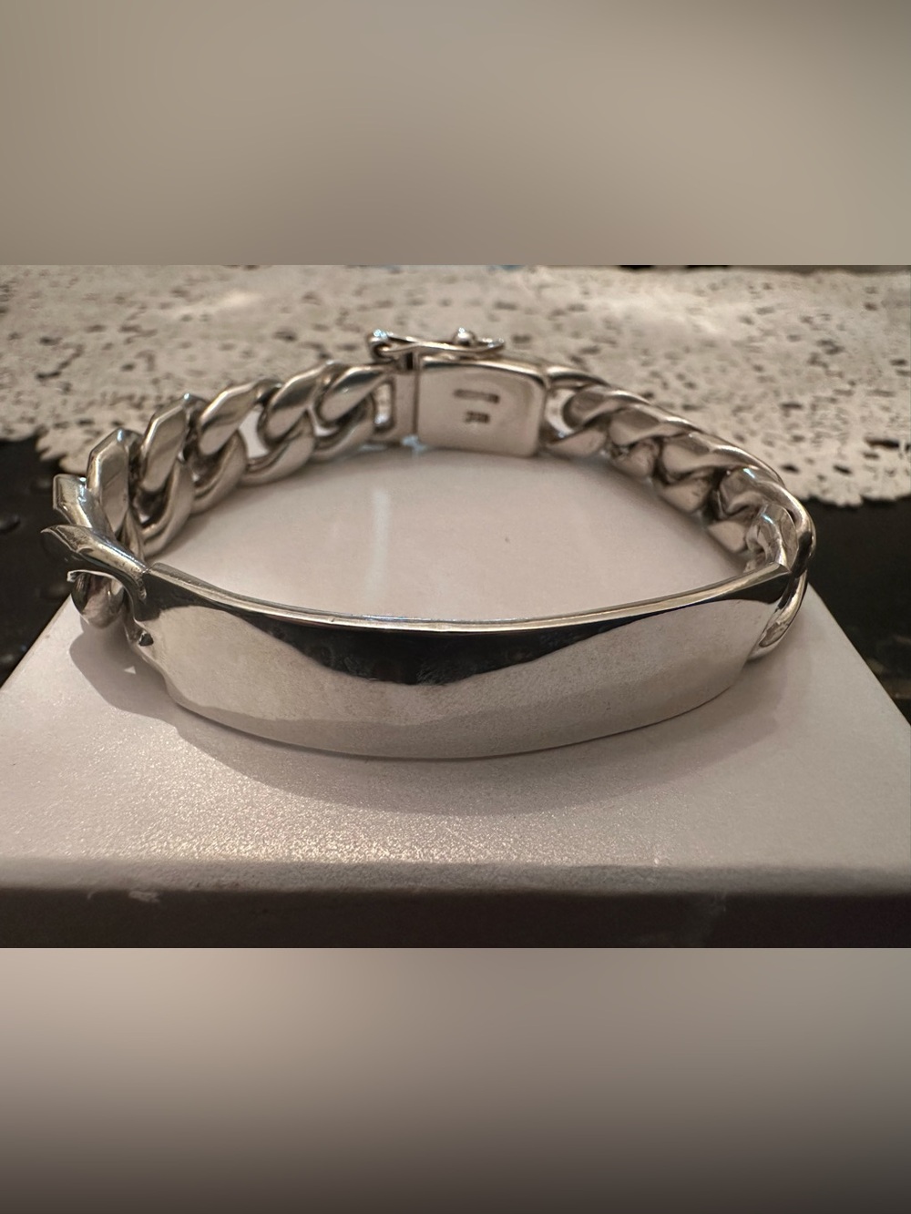 925 Sterling Vintage Mexico Taxco Solid 95.3g Cuban Link ID Bracelet 8.5"/14.5mm
